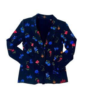 Tahari Floral Blazer Jacket Women’s 4 Black Floral Career Office Siren Botanical